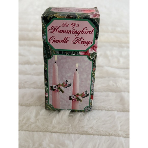 The Unbranded Brand Other - Vintage Ceramic Hummingbird Taper Candle Rings Figural Hand Painted Set Of 2